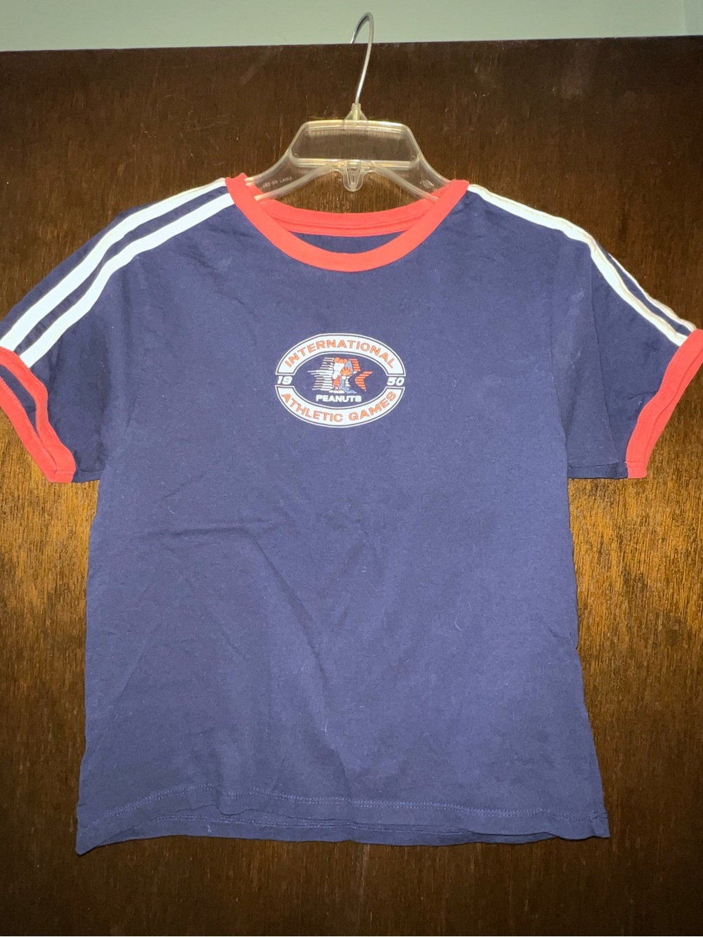 Peanuts Navy Blue Crop Top with Red Trim